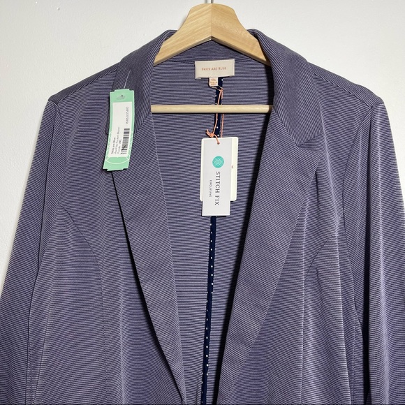 SKIES ARE BLUE Asa Ponte Purple Flap Pockets Open Style Blazer Jacket Sz XXL - Picture 4 of 14